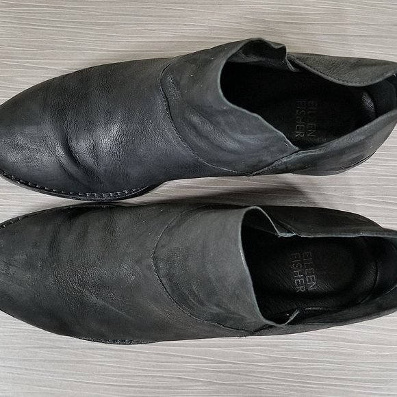 Eileen Fisher 'Leaf' Bootie, Black Leather, Womens Size 7.5 M - Picture 8 of 10